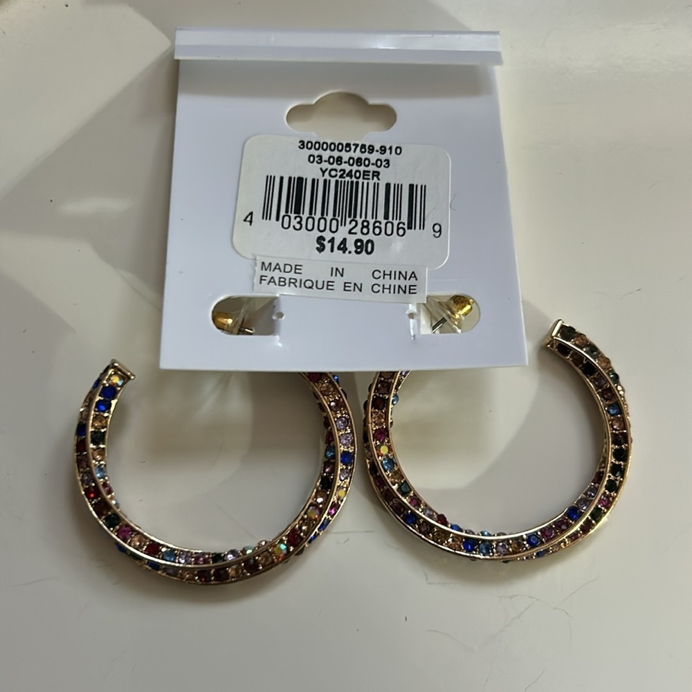 Multicolour Rhinestone hoops - Picture 5 of 7